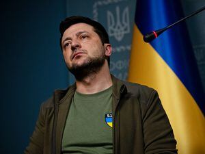 (Lynsey Addario | The New York Times)

President Volodymyr Zelenskyy of Ukraine at his first news conference since the Russian invasion, in Kyiv, March 3, 2022. Zelenskyy has cited Hamlet's soliloquy in his appeals to the West for aid. Shakespeare, who knew that character is revealed when the stakes are high, would have approved, Maureen Dowd writes.