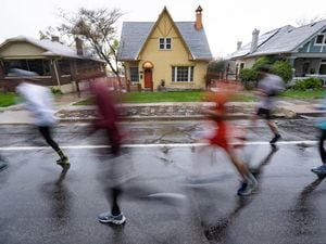 (Francisco Kjolseth | The Salt Lake Tribune) Runners endure cold wet conditions as they participate in the Salt Lake City marathon on Saturday, April 23, 2022. The event bills itself as a “springtime tour of one of American’s most beautiful cities.” The Salt Lake Tribune identified seven lesser-known sights along the route.