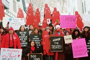 (Denae Shanidiin | Restoring Ancestral Winds) Across the U.S. every May 5, activists and Native communities raise awareness of the thousands of Native women, girls as well as men, boys and LGBTQ community members that have gone missing or murdered by wearing red.