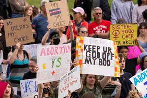 (Rick Egan | The Salt Lake Tribune) More than one thousand protesters gather at the Capitol for a "Fight fo the Right to Choose" rally on Thursday, May 5, 2022.