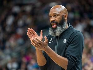(Rick Egan | The Salt Lake Tribune) Brooklyn Nets head coach and former Jazz player Jacque Vaughn, in NBA action between the Utah Jazz and the Brooklyn Nets at Vivint Arena, on Friday, Jan. 20, 2023.