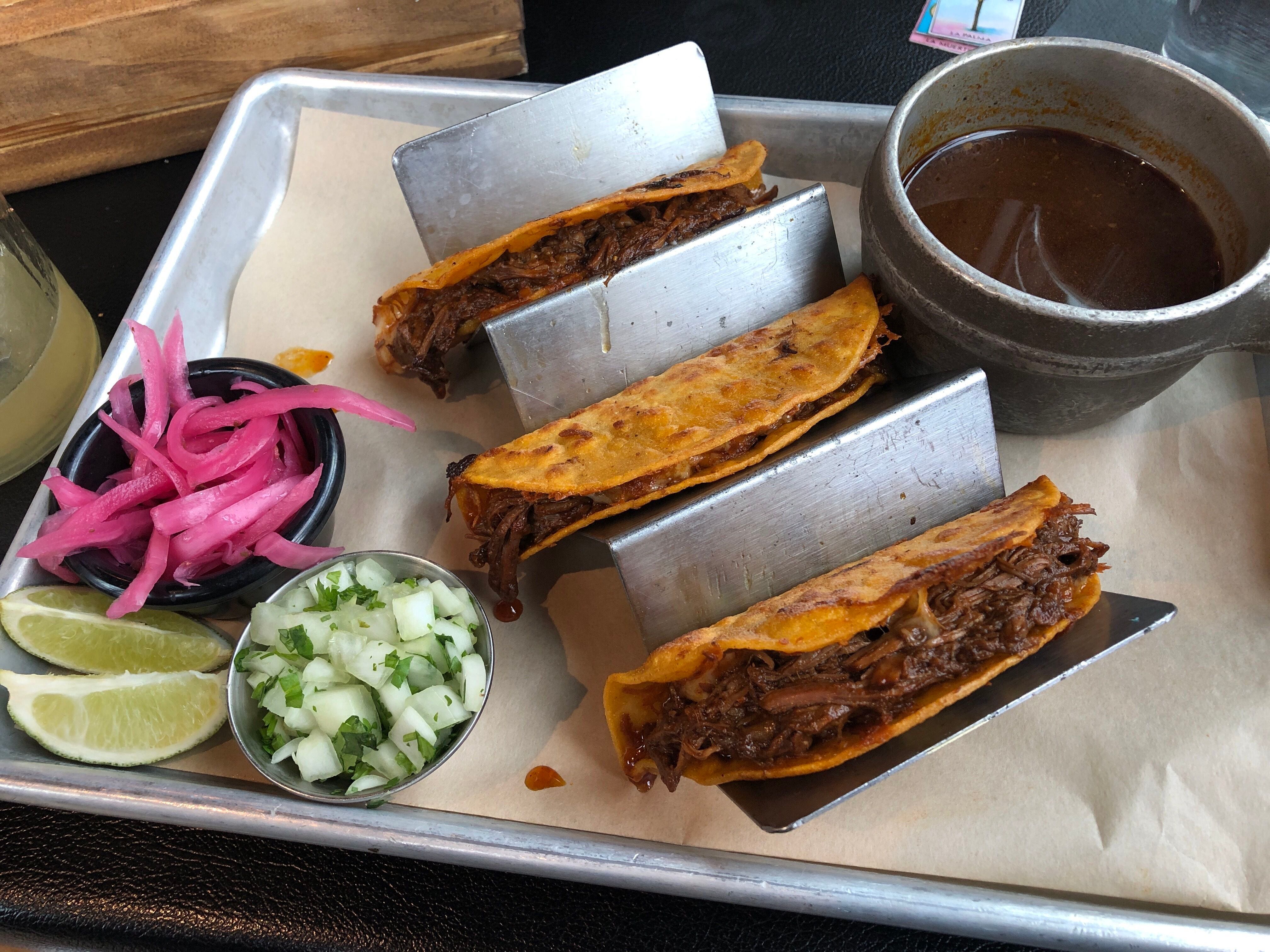 (Kolbie Peterson | The Salt Lake Tribune) The birria tacos at Monarca, photographed on Friday, March 15, 2024.