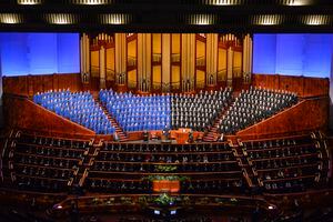 (Chris Samuels | The Salt Lake Tribune) The Tabernacle Choir at Temple Square performs a hymn during General Conference of The Church of Jesus Christ of Latter-day Saints in Salt Lake City, Sunday, April 3, 2022.
