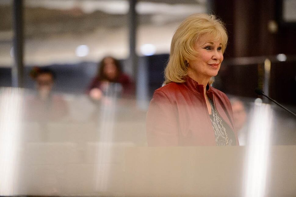 (Trent Nelson | The Salt Lake Tribune) Salt Lake County Clerk Sherrie Swensen addresses the County Council during the vote canvass in Salt Lake City on Tuesday Nov. 20, 2018.