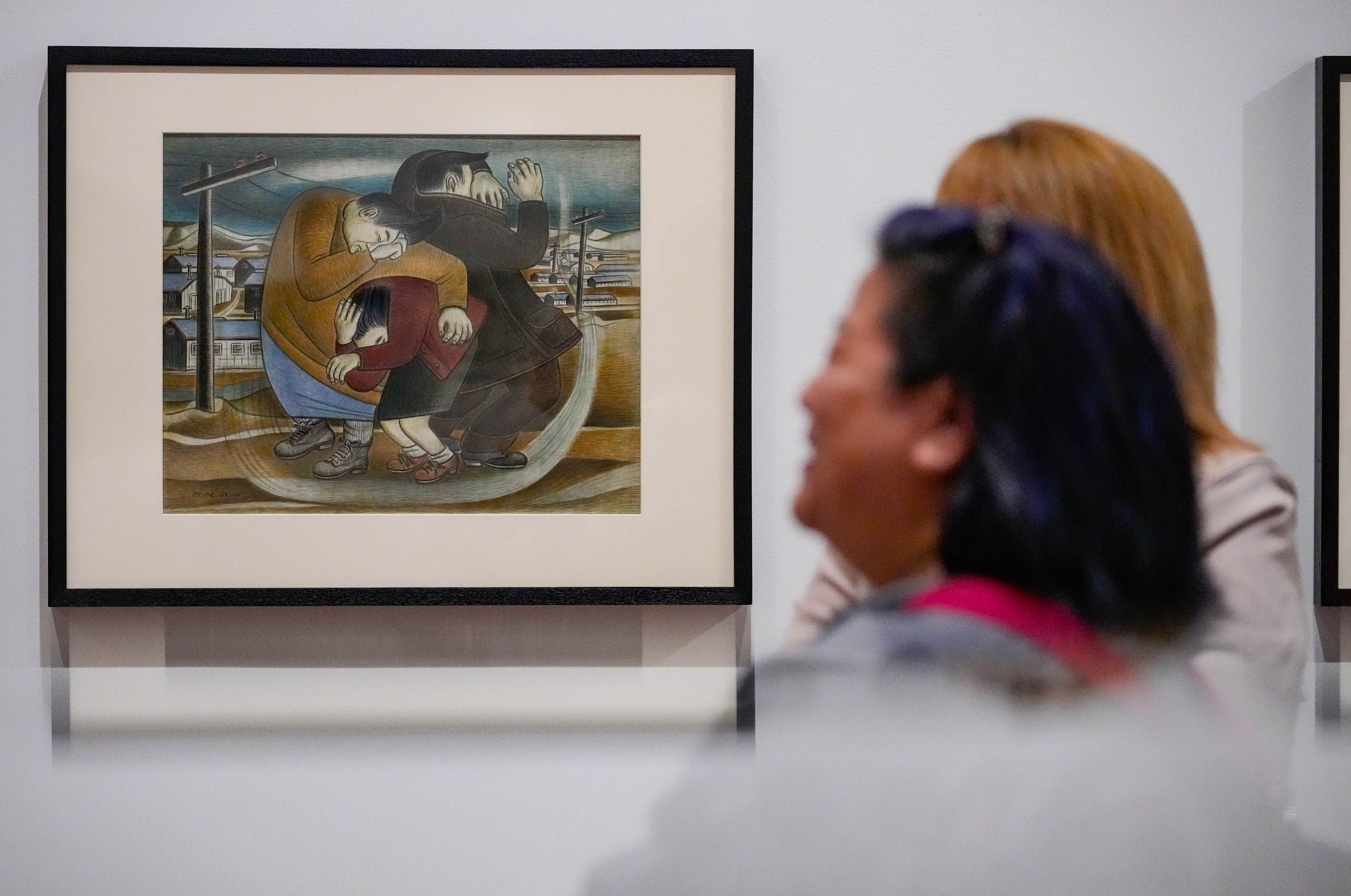 (Francisco Kjolseth  |  The Salt Lake Tribune) A work by Miné Okubo, Wind and Dust, 1943, at the Utah Museum of Fine Arts new exhibit called Pictures of Belonging, an exhibition produced by the Japanese American National Museum of Los Angeles, pictured on Friday, May 3, 2024.