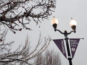(Chris Samuels | The Salt Lake Tribune) Streetlights along 3500 West in West Valley City, Tuesday, Dec. 28, 2021. A new fee will allow the city to build more streetlights and maintain existing ones.