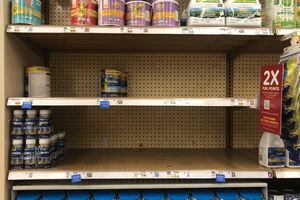 (Palak Jayswal | The Salt Lake Tribune)  Empty shelves at Smith's in Salt Lake City where baby formula should be on May 11, 2022. Due to a nationwide recall, there have been shortages.
