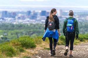 (Leah Hogsten | The Salt Lake Tribune)  Trekkers enjoy a walk along the Bonneville Shoreline Trail in Salt Lake City, Saturday, May 28, 2022. The city has extended its pause on construction of new trails in the foothills.