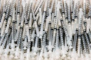 (Rick Egan | The Salt Lake Tribune)   Syringes for Utah County residents to get their COVID-19 vaccinations in a former Shopko store in Spanish Fork, Wednesday, Jan. 27, 2021.