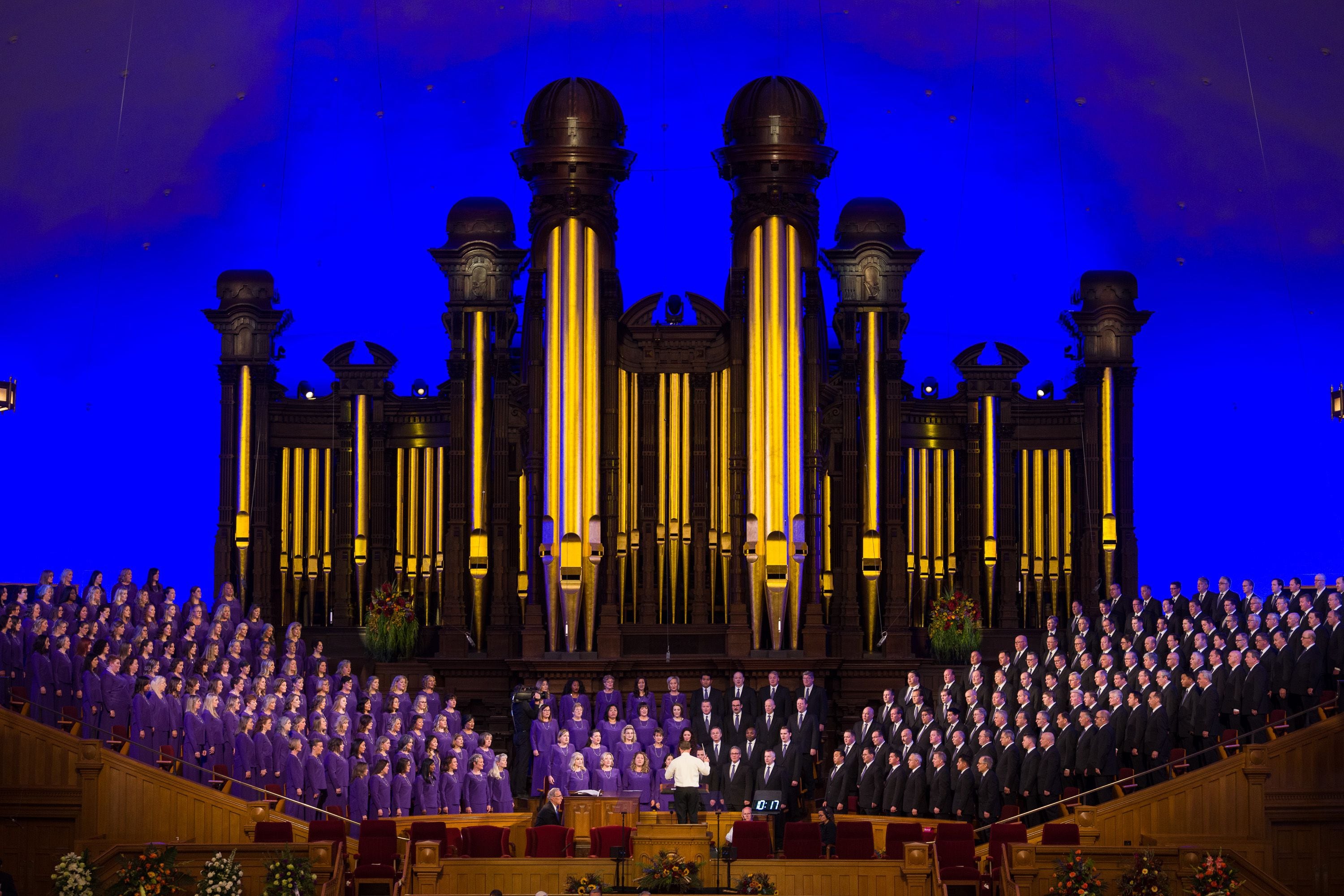 (Trent Nelson  |  The Salt Lake Tribune) The Tabernacle Choir at Temple Square sings before the funeral for M. Russell Ballard, longtime Latter-day Saint apostle, at the Tabernacle in Salt Lake City in November 2023.