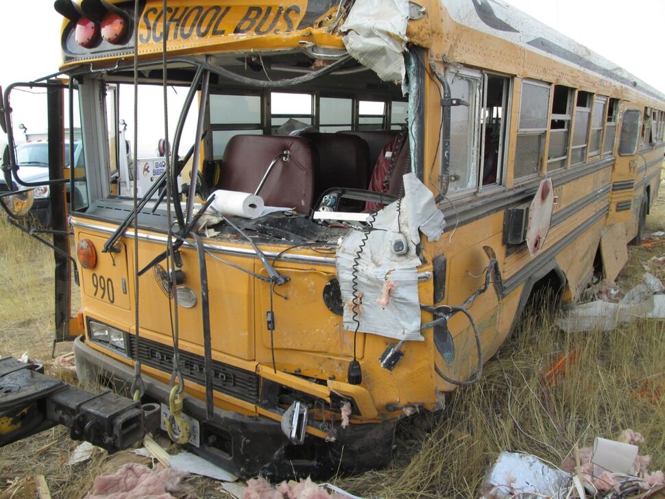 Students suffer minor injuries after school bus hits camp ...