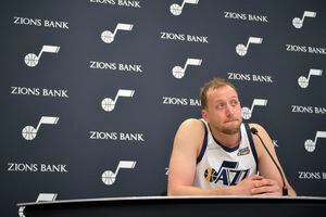 (Chris Samuels | The Salt Lake Tribune) Joe Ingles answers questions during Utah Jazz media day at Vivint Arena, Monday, Sept. 27, 2021 in Salt Lake City.