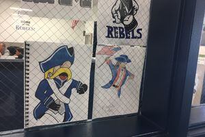 (courtesy of Rick Larsen) | Rich High School will change its mascot from the Confederate Rebels to the Revolutionary Rebels. Students came up with the idea to keep the school symbol's name, but change it's uniform colors to reflect a solider from the Revolutionary War. Students have submitted designs for the new mascot that will be presented to the school board for approval.