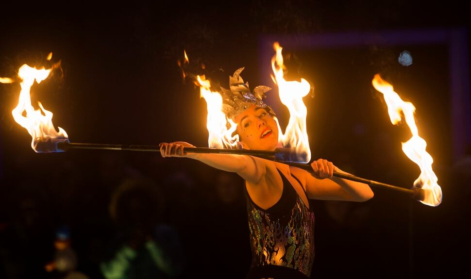 (Rick Egan | The Salt Lake Tribune) Lorin Hansen performs with Samba Fogo, at the Last Hurrah New Years Eve party at the Gateway, Sunday, December 31, 2017.