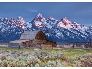 (Grand Teton National Park) Moulton Barn at Grand Teton National Park's Mormon Row on May 6, 2016. A Salt Lake City man pleaded guilty last month to destroying about 4,000 square feet of property in this area of the park in July 2020.