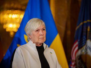 (Trent Nelson  |  Tribune file photo) Gail Miller at a March 3, 2022 event at the Utah Capitol supporting the people of Ukraine. The Larry H. & Gail Miller Family Foundation has donated $5 million to a special fund aimed at preserving affordable homes in Utah.