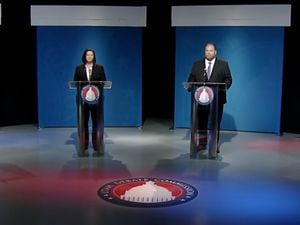 (Screenshot via Utah Debate Commission) Candidates for the Republican primary 4th Congressional District speak in a debate at the University of Utah, Monday, June 1, 2020. From left, Trent Christensen, Kim Coleman, Jay McFarland and Burgess Owens.