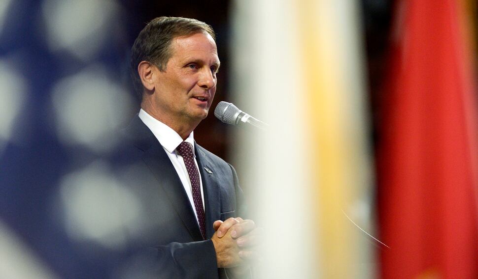 (Leah Hogsten | The Salt Lake Tribune) Incumbent Chris Stewart, Representative for Utah's 2nd Congressional District, won the nomination at the Utah Republican Nominating Convention Saturday, April 21, 2018 with 74% of the vote. 