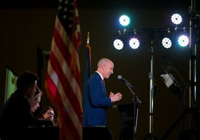 (Trent Nelson  |  The Salt Lake Tribune) Gov. Spencer Cox gets a mixed reaction at the Utah Republican Nominating Convention in Salt Lake City on Saturday, April 27, 2024.