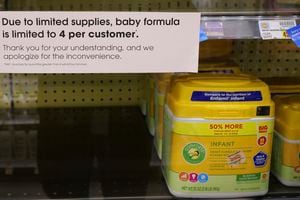 (Rick Bowmer | AP) A limited supplies sign is displayed on the baby formula shelf at a grocery store Tuesday, May 10, 2022, in Salt Lake City. Utah Sen. Mike Lee hopes the Formula Act — a bill he sponsored in the Senate last month that was signed into law by President Joe Biden on July 21, 2022 — will help alleviate the national formula shortage.