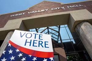 (Rick Egan | The Salt Lake Tribune) A voting sign at the West Valley City Hall, on Tuesday, Aug. 10, 2021.