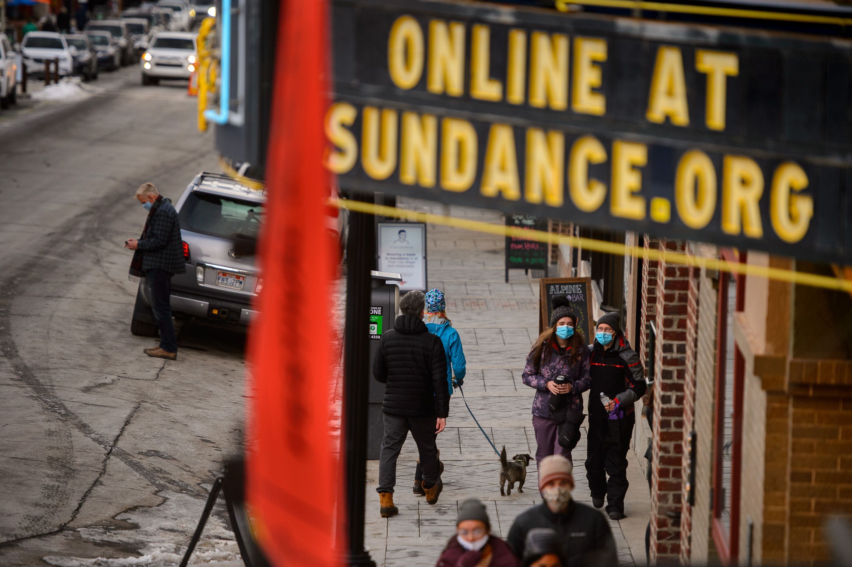 (Trent Nelson  |  The Salt Lake Tribune) Foot traffic in front of the Egyptian Theatre on Main Street in Park City on Tuesday, Jan. 12, 2021.
