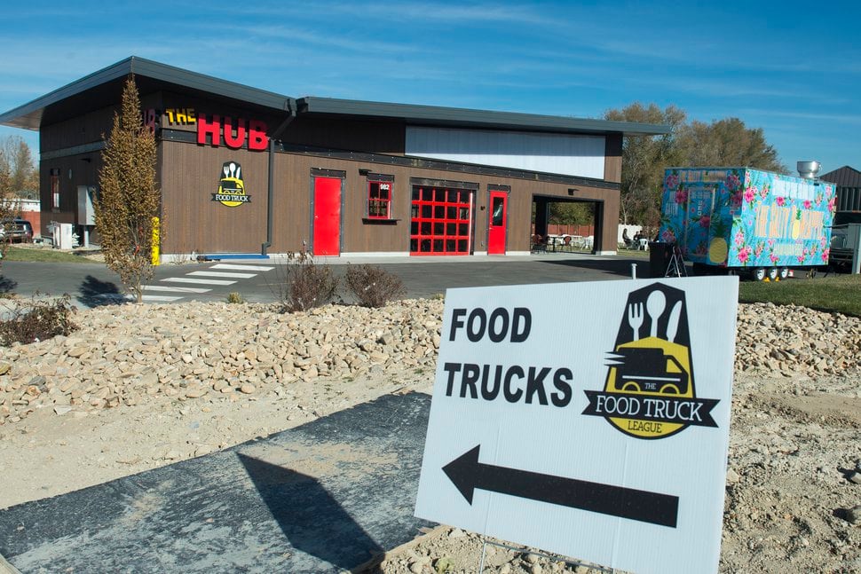 At The Hub in South Jordan, food trucks park outside, while diners get