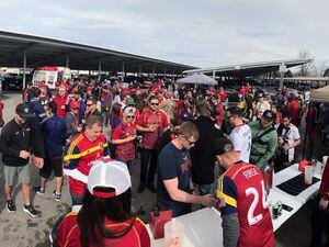 (courtesy Section 26) Real Salt Lake fans gather at the annual homebrewing tailgate party in March 2020. This year's party is set for Saturday, Sept. 17, 2022, from 5 to 6:30 p.m., in the parking lot north of America First Field in Sandy.
