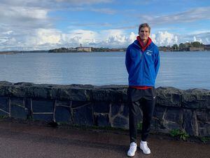 (Eric Walden  |  The Salt Lake Tribune) Utah Jazz forward Lauri Markkanen on the shore of the Baltic Sea in Helsinki on Sept. 16, 2022. After nearly committing to the University of Utah in 2016, Markkanen is now relishing a second chance to play basketball in Salt Lake City.