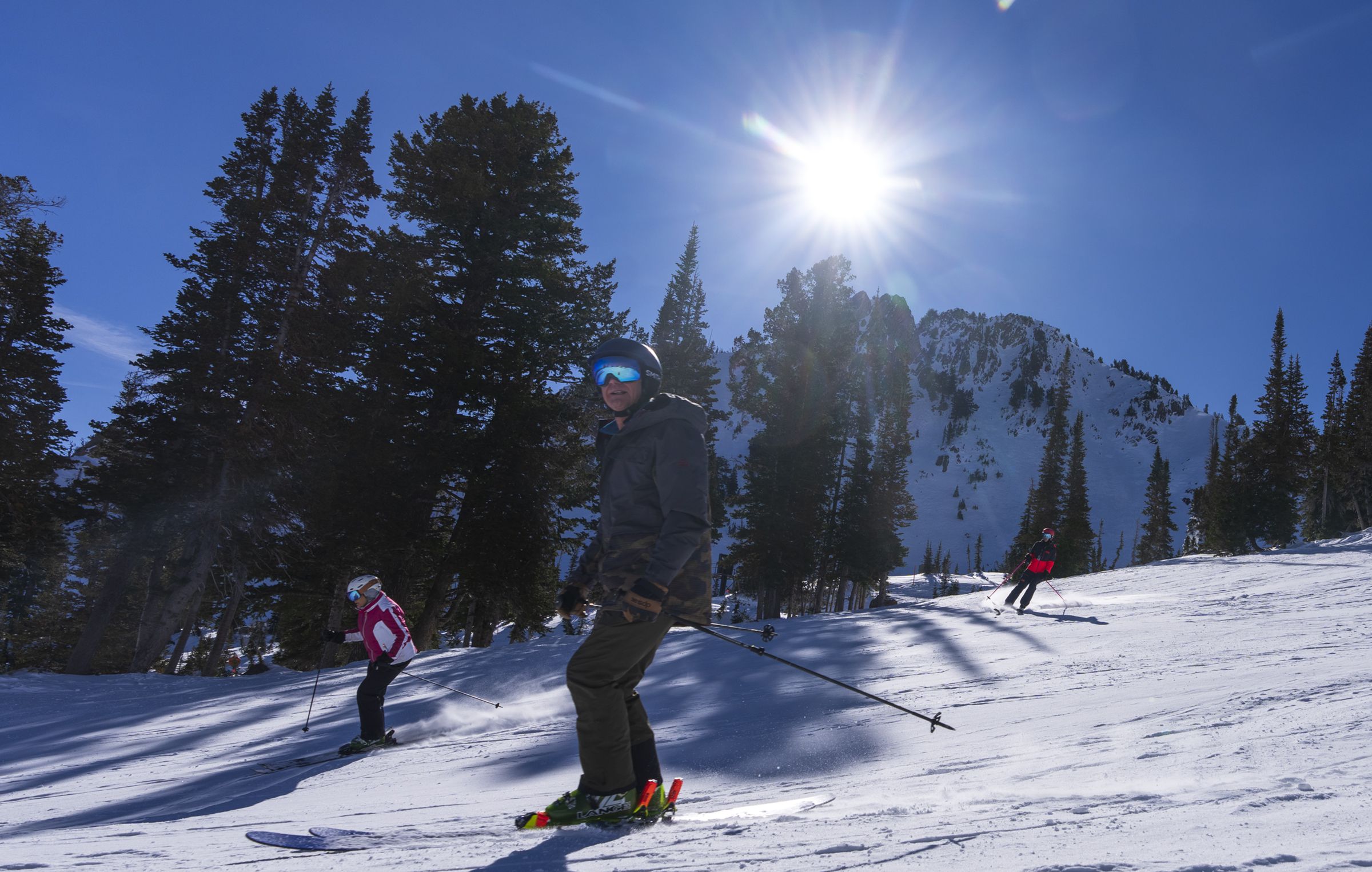 (Leah Hogsten | The Salt Lake Tribune) Early powder enthusiasts ski at Snowbasin Resort, Nov. 21, 2022. 