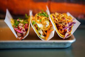 (Trent Nelson  |  The Salt Lake Tribune) The Chancho, Tikka, and The Royal at ROCTACO in Salt Lake City on Monday, April 26, 2021.