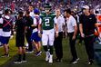 New York Jets' Zach Wilson walks on the sidelines after he is taken off the field following an injury during the first half of a preseason NFL football game against the Philadelphia Eagles on Friday, Aug. 12, 2022, in Philadelphia. (AP Photo/Matt Rourke)