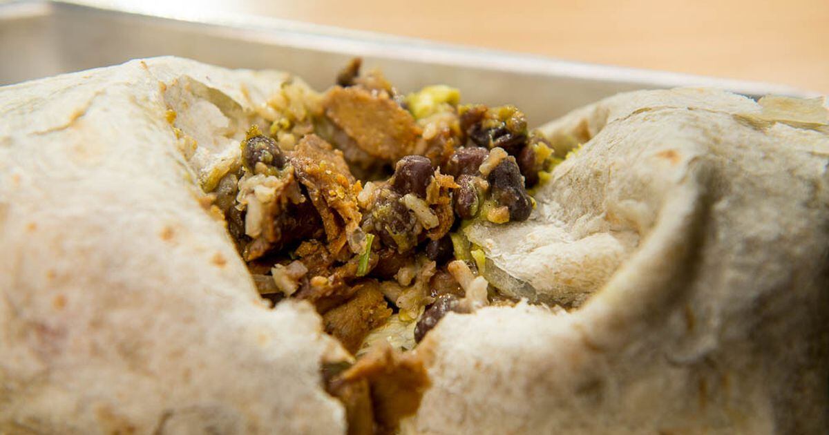 The massive seitan burrito at Salt Lake City’s Boltcutter vegan