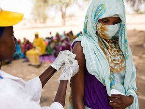 (Photo courtesy of UNICEF and The Church of Jesus Christ of Latter-day Saints)
Latter-day Saint Charities has supported global immunization initiatives led by UNICEF and the World Health Organization. Here, a woman receives a vaccination in Chad.