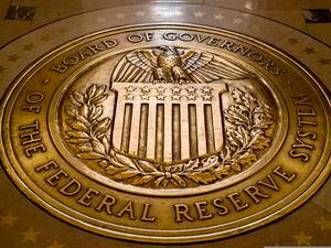 (Andrew Harnik | AP photo)

This Feb. 5, 2018, photo shows the seal of the Board of Governors of the United States Federal Reserve System in the ground at the Marriner S. Eccles Federal Reserve Board Building in Washington.
