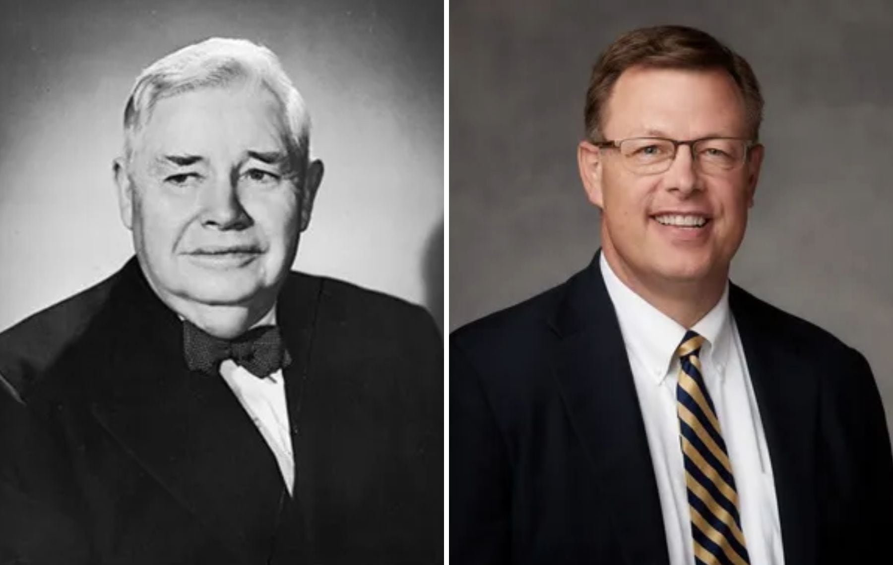 (The Church of Jesus Christ of Latter-day Saints) Former member of the First Presidency J. Reuben Clark, left, and Clark Gilbert, church commissioner of education.