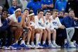 (Charlie Neibergall | AP) The BYU bench watches in the final minute of the game against Duquesne in a first-round college basketball game in the NCAA Tournament, Thursday, March 21, 2024, in Omaha, Neb.