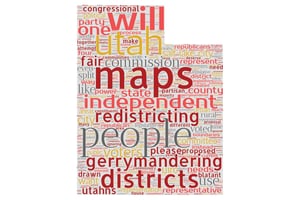 (Shane Burke | The Salt Lake Tribune) The most frequently used words in public feedback on Utah's redistricting portal.