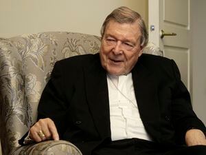 (Gregorio Borgia | AP) Australian Cardinal George Pell is interviewed at the Vatican, Thursday, May 20, 2021. Pell, who was convicted and then acquitted of sex abuse charges in his native Australia, is in Utah promoting his latest book.