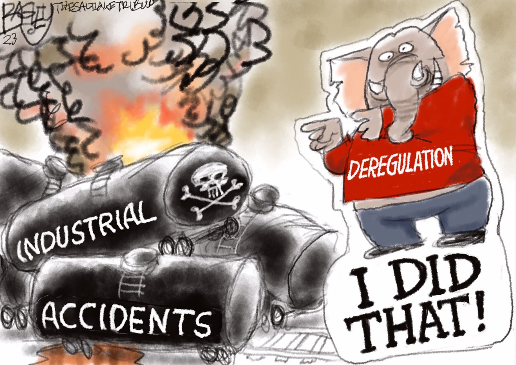Bagley Cartoon: Train Wreck - The Salt Lake Tribune