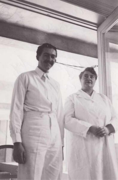 (FamilySearch) Lucile Fabres, with Latter-day Saint missionary Rudger Jones, at her baptism in 1937.