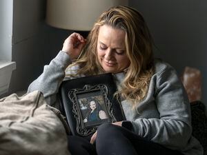 (Leah Hogsten | The Salt Lake Tribune) Mindy Vincent on Wednesday, Feb. 22, 2023. Vincent lost her sister, Maline Hairup, pictured, to a heroin overdose in 2014. She's fighting against a new Utah bill, SB254, that would have also taken away her brother, to jail, for providing the drugs.