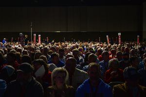 (Chris Samuels | The Salt Lake Tribune) Delegates attend the Utah Republican Party nominating convention, Saturday, April 23, 2022 in Sandy.