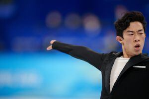 (Trent Nelson  |  The Salt Lake Tribune) Nathan Chen competes in the figure skating men’s short program at the 2022 Winter Olympics in Beijing on Tuesday, Feb. 8, 2022.