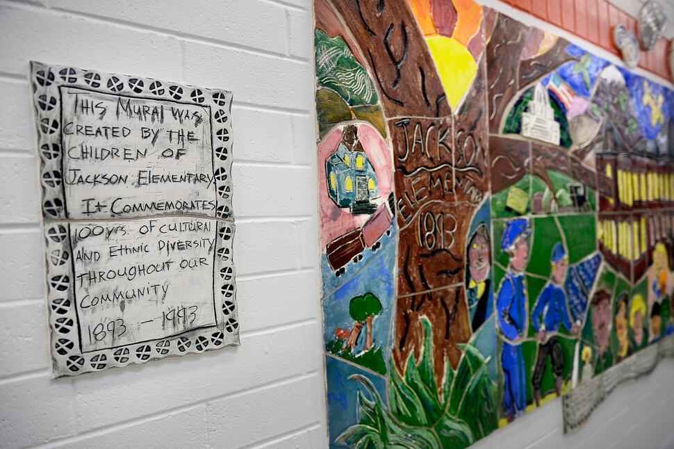 Scott Sommerdorf | The Salt Lake Tribune A mural inside Andrew Jackson Elementary. The school is planning to change it's name to Mary Jackson Elementary after being named for Andrew Jackson, Wednesday, February, 7, 2018. 