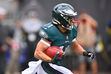 (David Richard | AP) Philadelphia Eagles wide receiver Britain Covey (41) runs with the ball during an NFL preseason football game against the Cleveland Browns, Sunday, Aug. 21, 2022. The Eagles won 21-20.