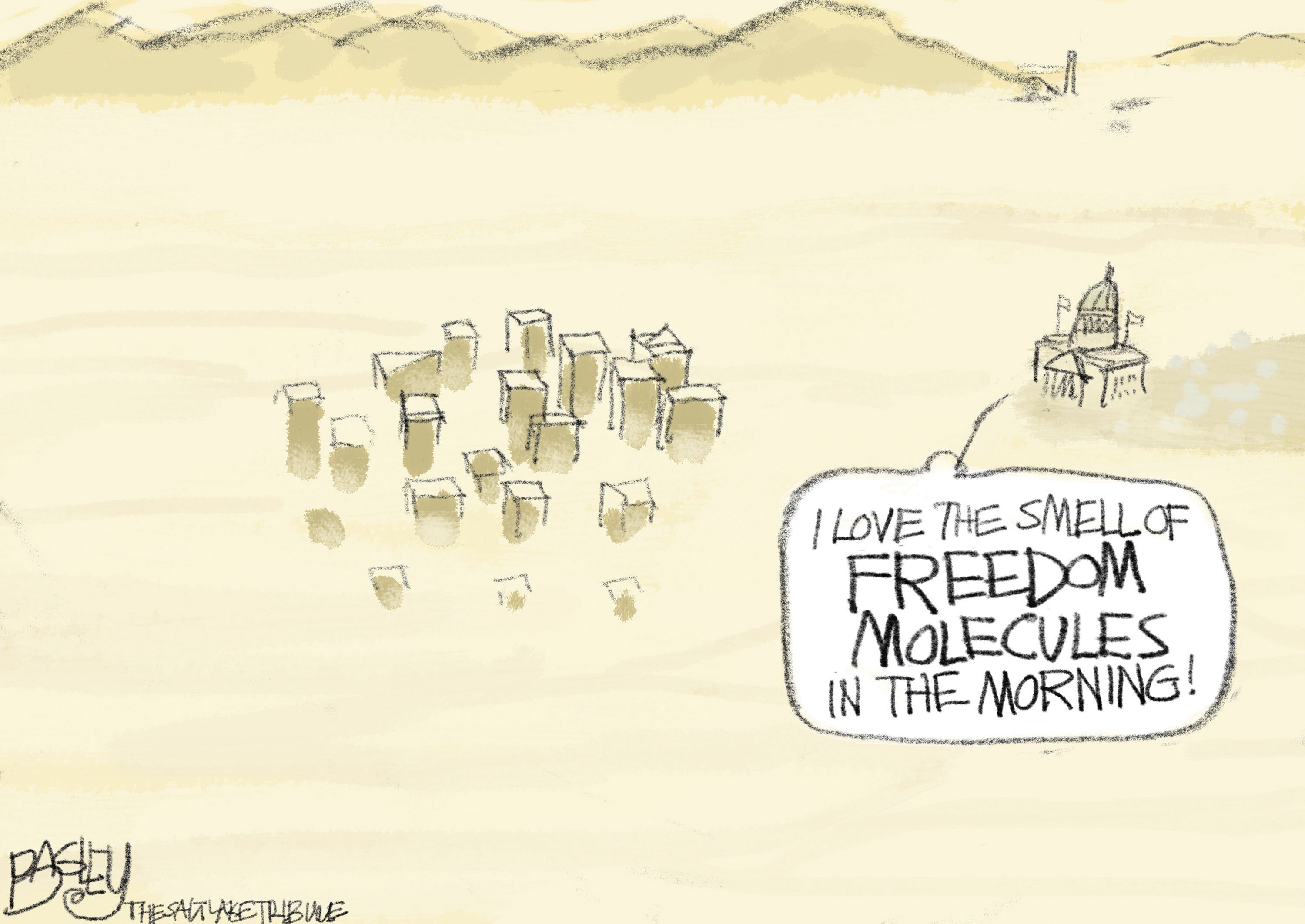 (Pat Bagley | The Salt Lake Tribune) This cartoon, titled “The Smell of Freedom,” appears in The Salt Lake Tribune on Sunday, June 2, 2019.