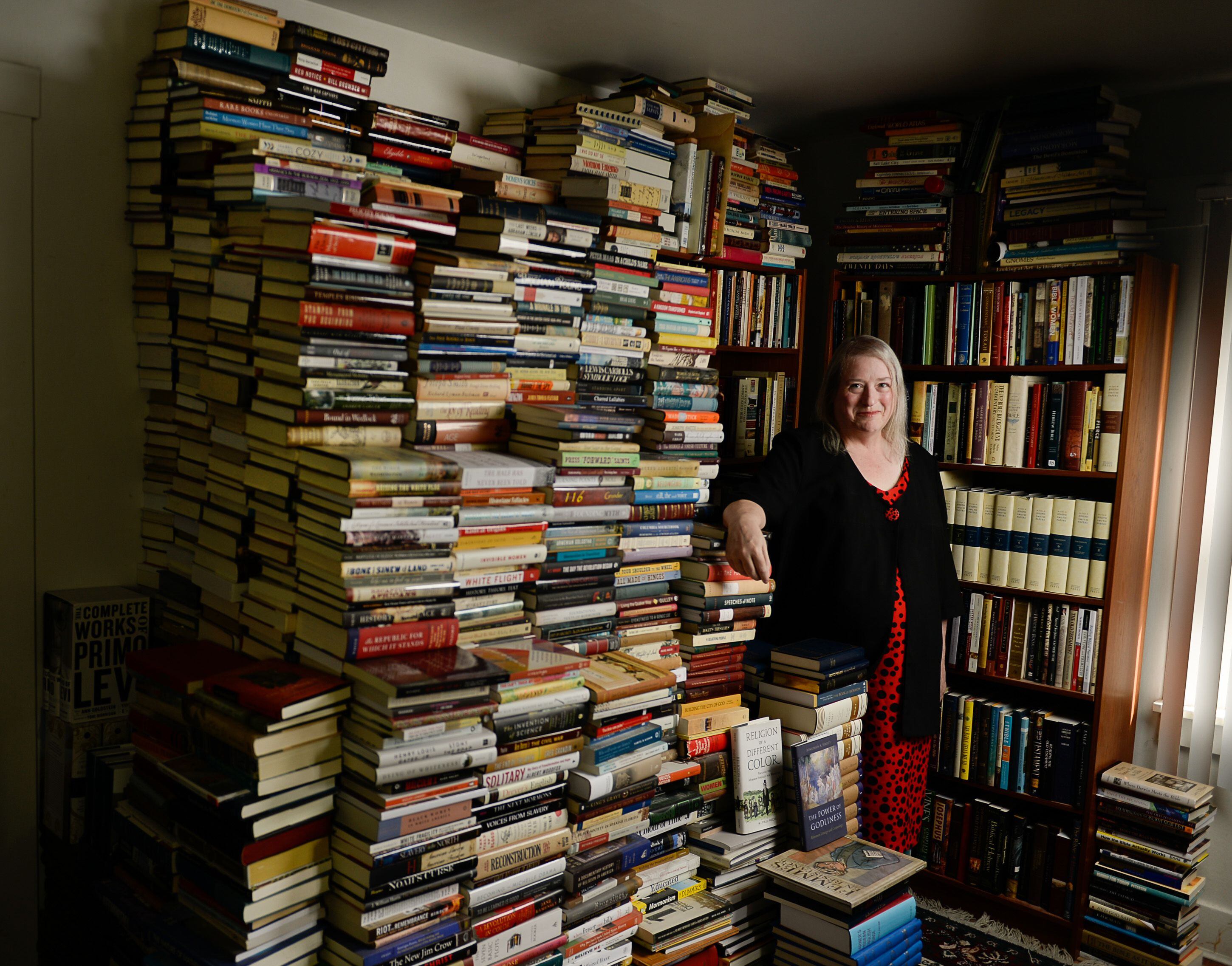 (Francisco Kjolseth | The Salt Lake Tribune) Ardis E. Parshall, Latter-day Saint research historian in Salt Lake City, surrounded by her beloved books.