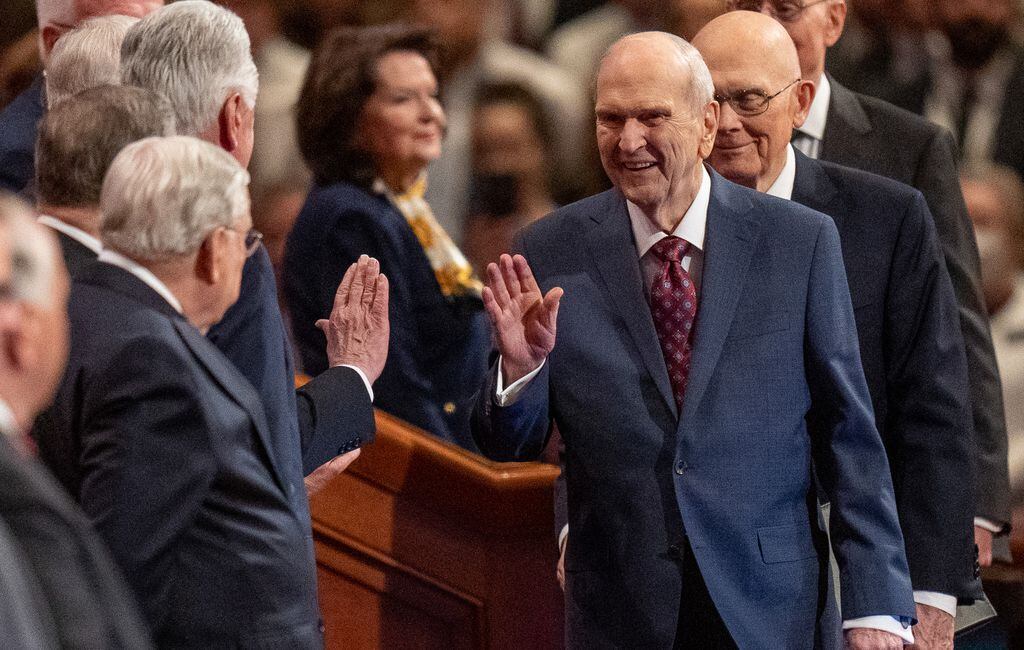 (Rick Egan | The Salt Lake Tribune) President Russel M. Nelson arrives for the morning session of General Conference on Saturday, April 2, 2022.