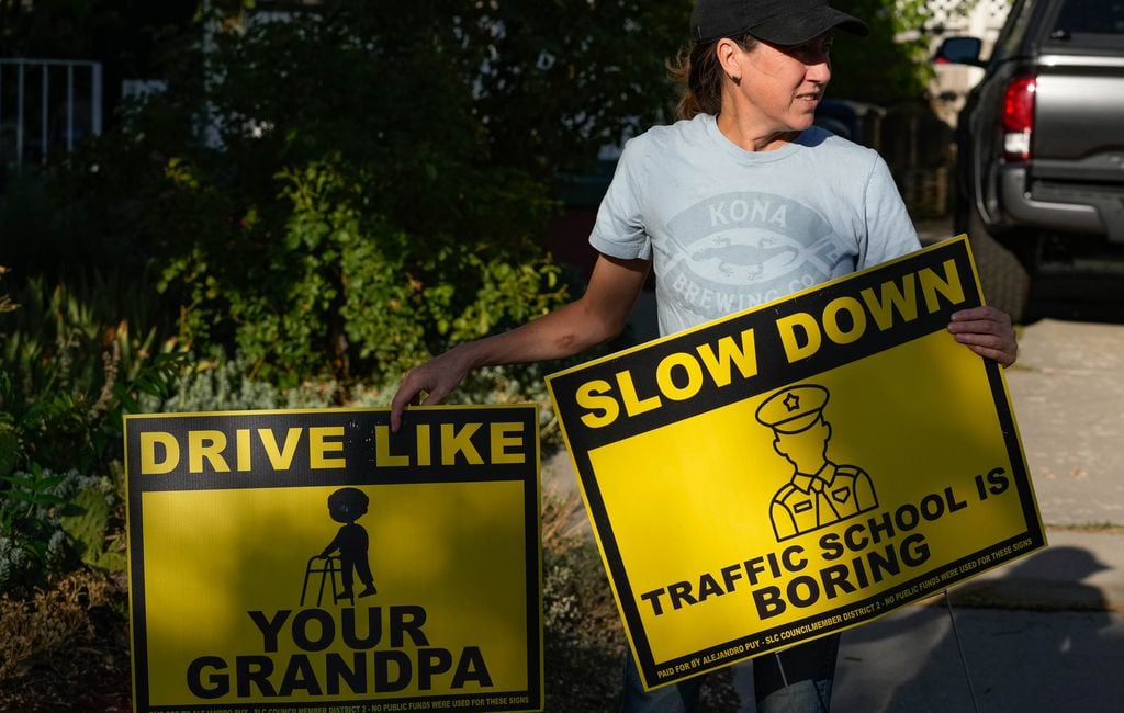 Alejandro Puy funny signs ask drivers to slow down and not speed on west  side streets